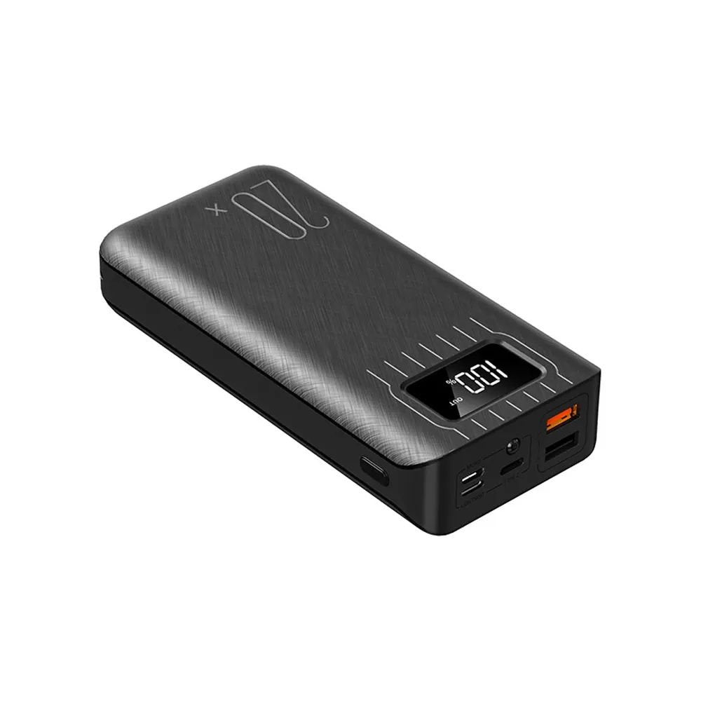 20000mAh External Battery Power Bank with Dual USB Ports and LED Flashlight – Black, Black & Red, White